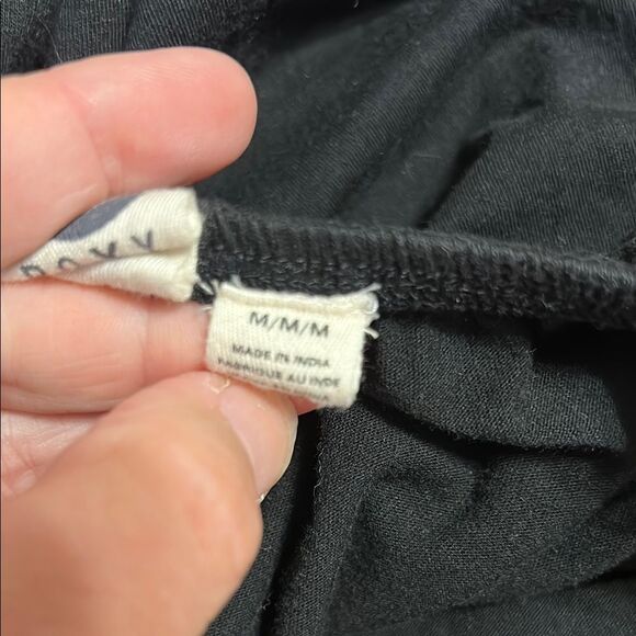 ROXY Size Medium Black Mini Dress Crochet Fringe Cover-Up Sundress Sleeveless - Picture 7 of 9